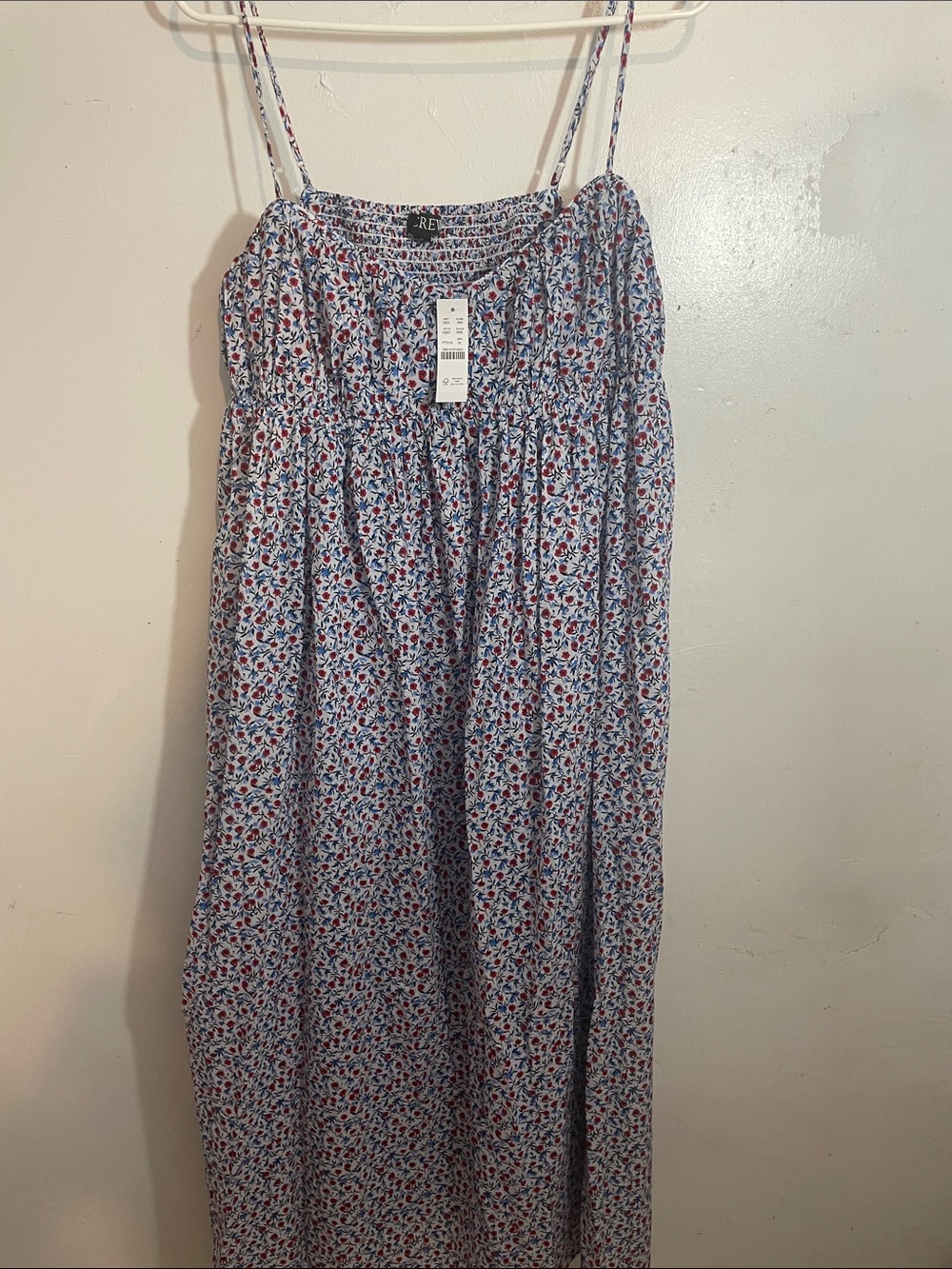 J. Crew Blue Floral Maxi Skirt with Red Accents